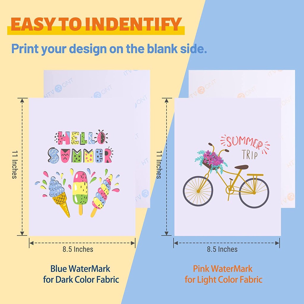 

HTVRONT 20pcs Light&Dark Fabric 8.5x11in Heat Transfer Paper Sheets DIY Cotton T-Shirt Iron On Transfer Paper for Inkjet Printer