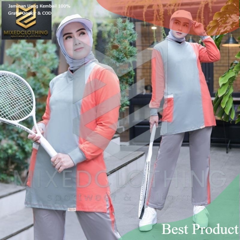 BAJU SETELAN OLAHRAGA MUSLIMAH TUNIK WANITA/SETELAN SENAM MUSLIMAH/BAJU OLAHRAGA MUSLIM/ running jog