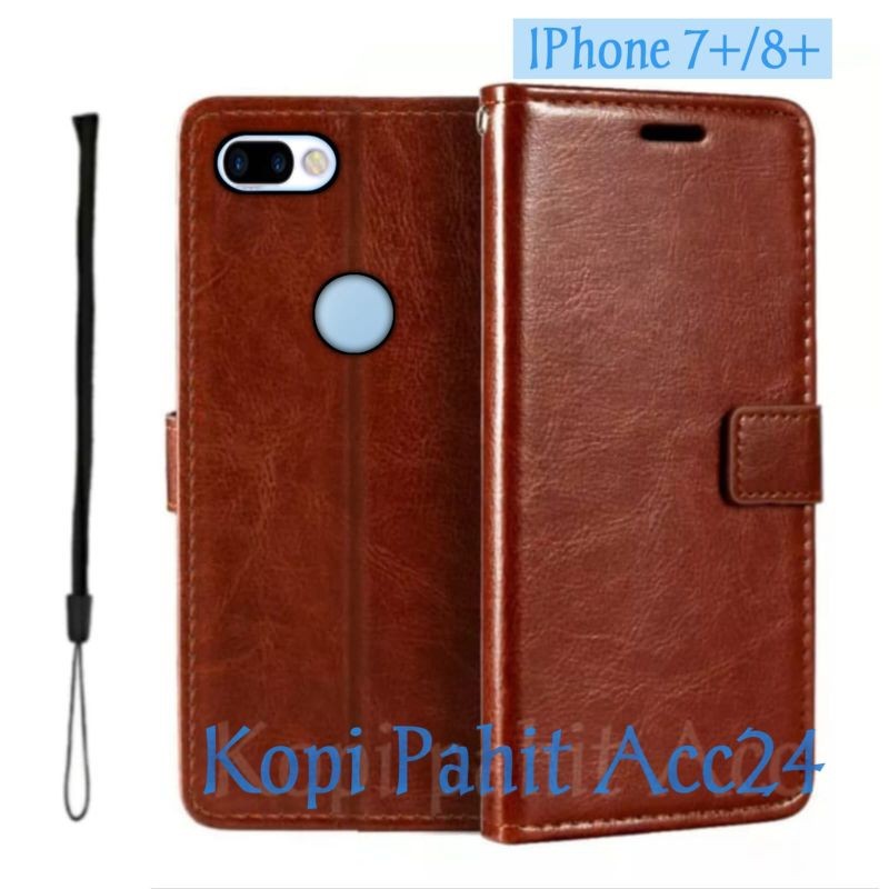 Case Untuk Iphone 7 Plus 8 Plus Flip Cover Wallet Sarung Hp Casing Dompet Flip Magnet