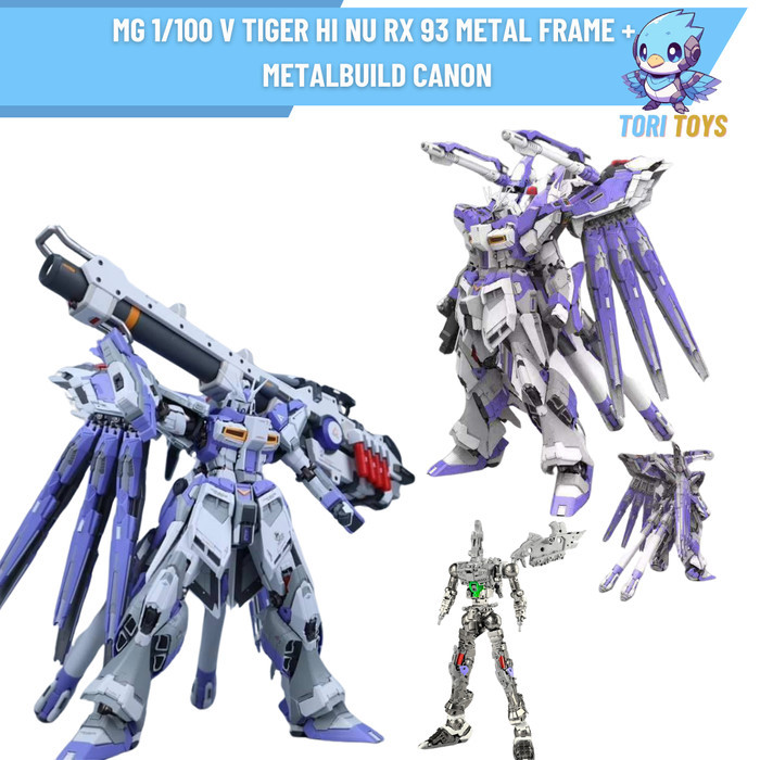 MG 1/100 V-Tiger Hi Nu Rx 93 v2 Fighter Metal Frame + Metalbuild Canon V Tiger Model