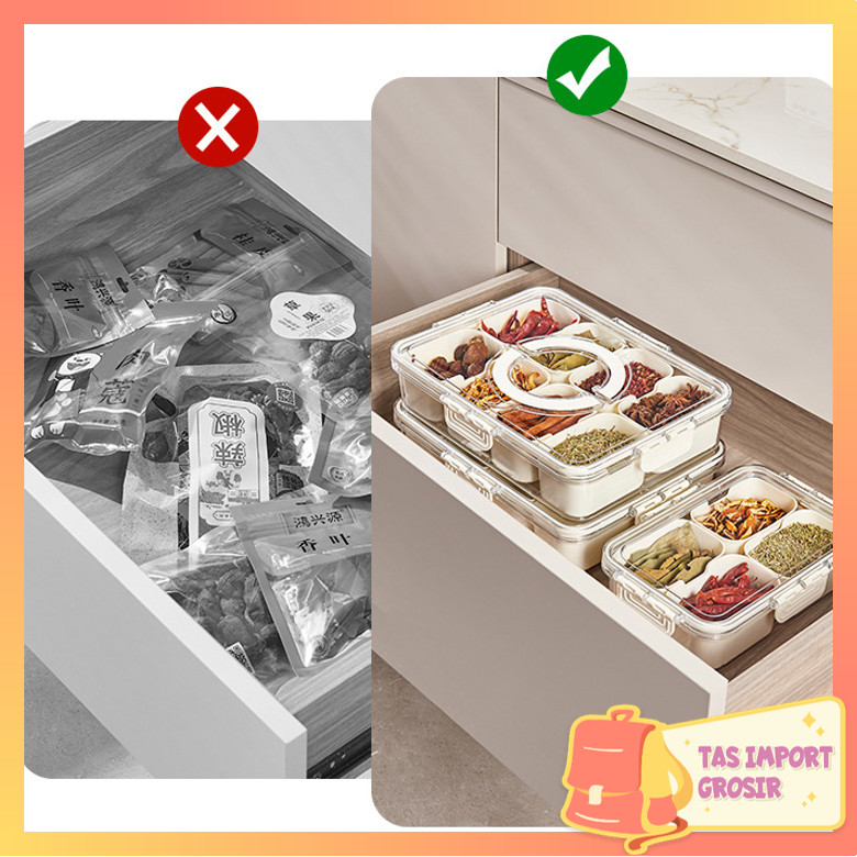 Tas Import H6507 Tempat Penyimpanan Makanan / Kotak Makanan Aesthetic Putih / Wadah Bumbu Dapur deng