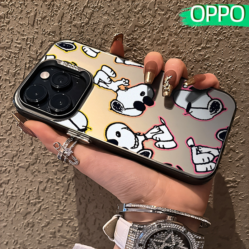 Anime Snoopy Glossy Hologram PC Case OPPO A18 A57 A16 A15 A17 A60 A3x A3s A5s A54 A53 A12 A31 A58 A1