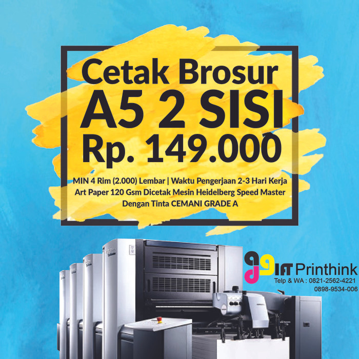 

LARIS -Cetak Brosur A5 (2 Sisi) MIN 4 Rim | Art Paper 120 gr TERMURAH - 2 sisi