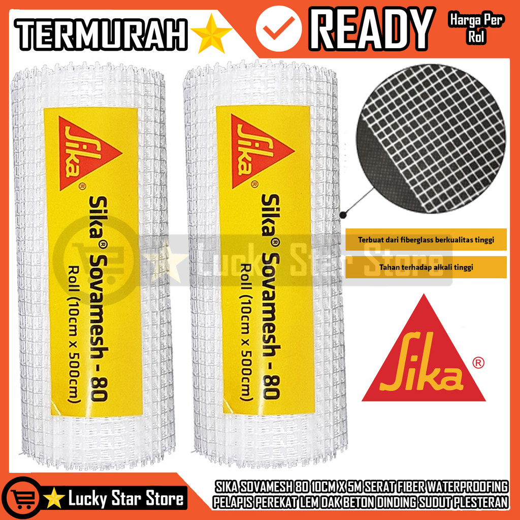 Sika Sovamesh 80 10cm X 5m Serat Fiber Waterproofing Pelapis Perekat Dak Beton Dinding Sudut Plester