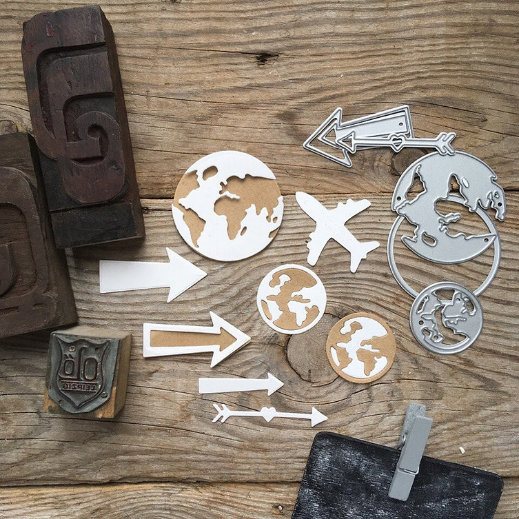 

Piggy Craft metal cutting dies cut die mold Travel around the world Scrapbook paper craft knife mould blade punch stencils dies