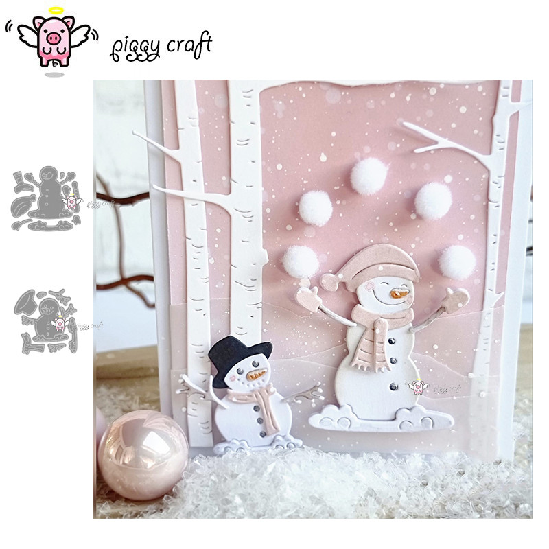 

Piggy Craft metal cutting dies cut die mold Christmas snowman Scrapbook paper craft knife mould blade punch stencils dies