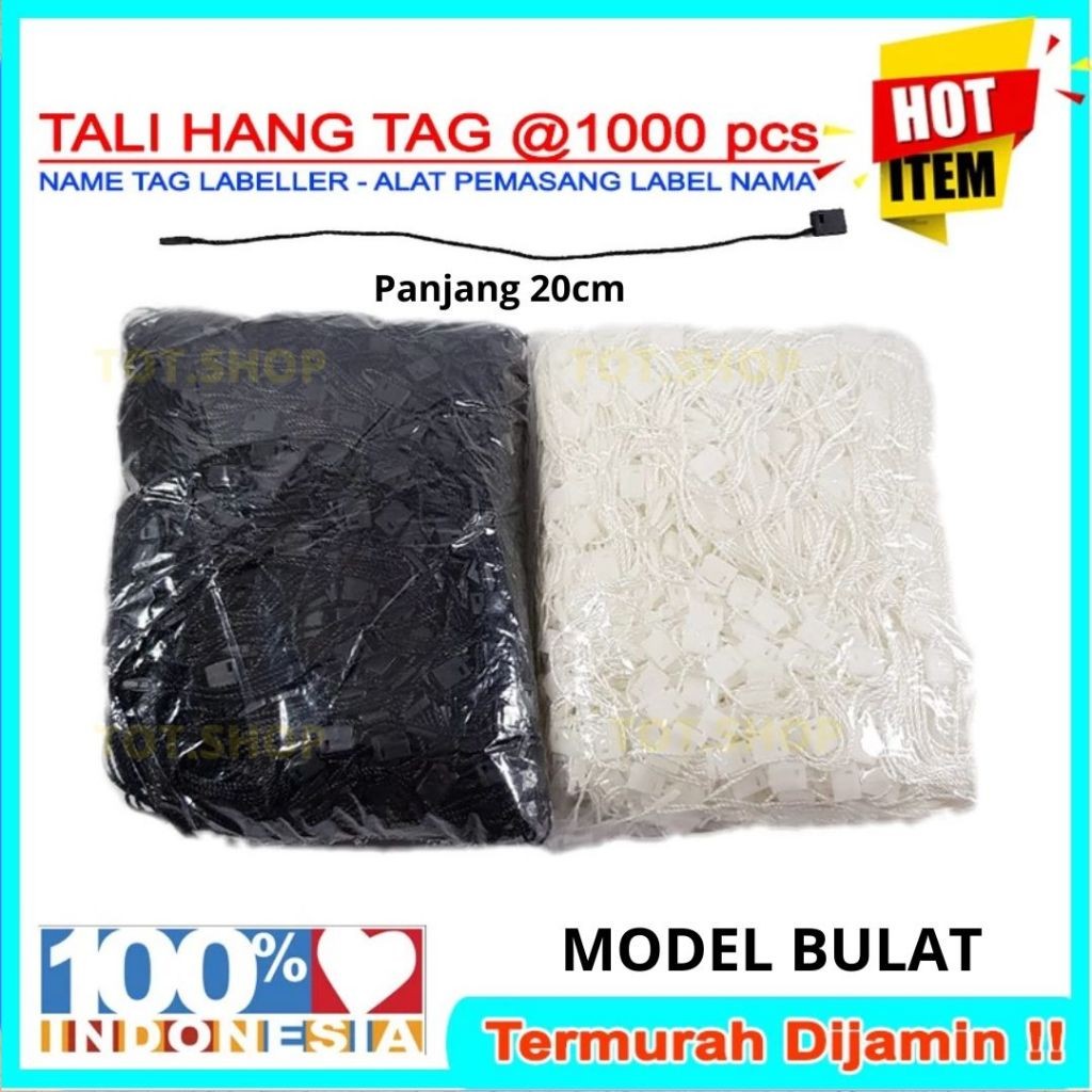 

[1.000 pcs] TALI HANGTAG MODEL BULAT Hang Tag Label Baju Murah Premium warna hitam dan putih