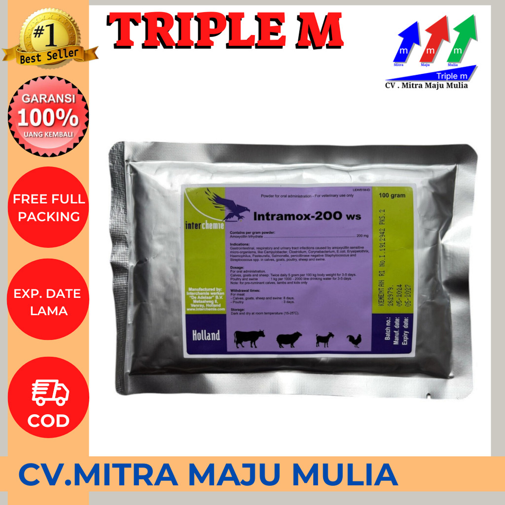 Intramox 200 WS 100 gram - Mengobati Infeksi Saluran Pencernaan dan Pernafasan Hewan Ternak