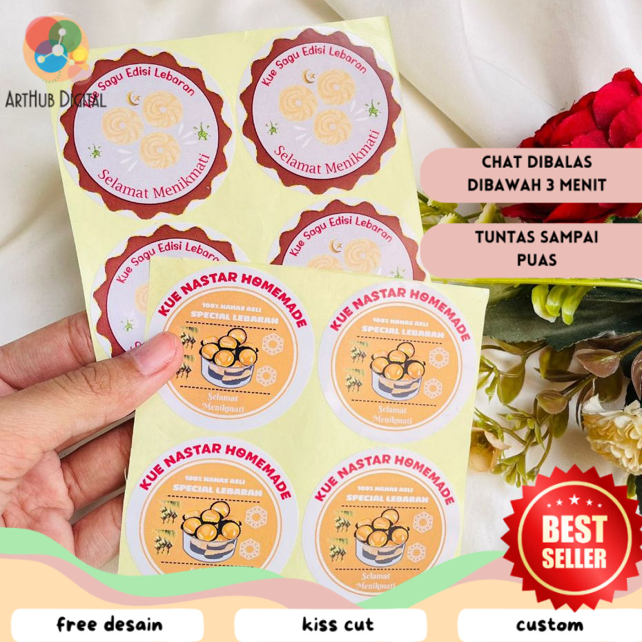 

AHD 9-15 Label Sticker Cookies Lebaran Stiker Toples Kue Kering Idul Fitri Bulat Chromo Murah