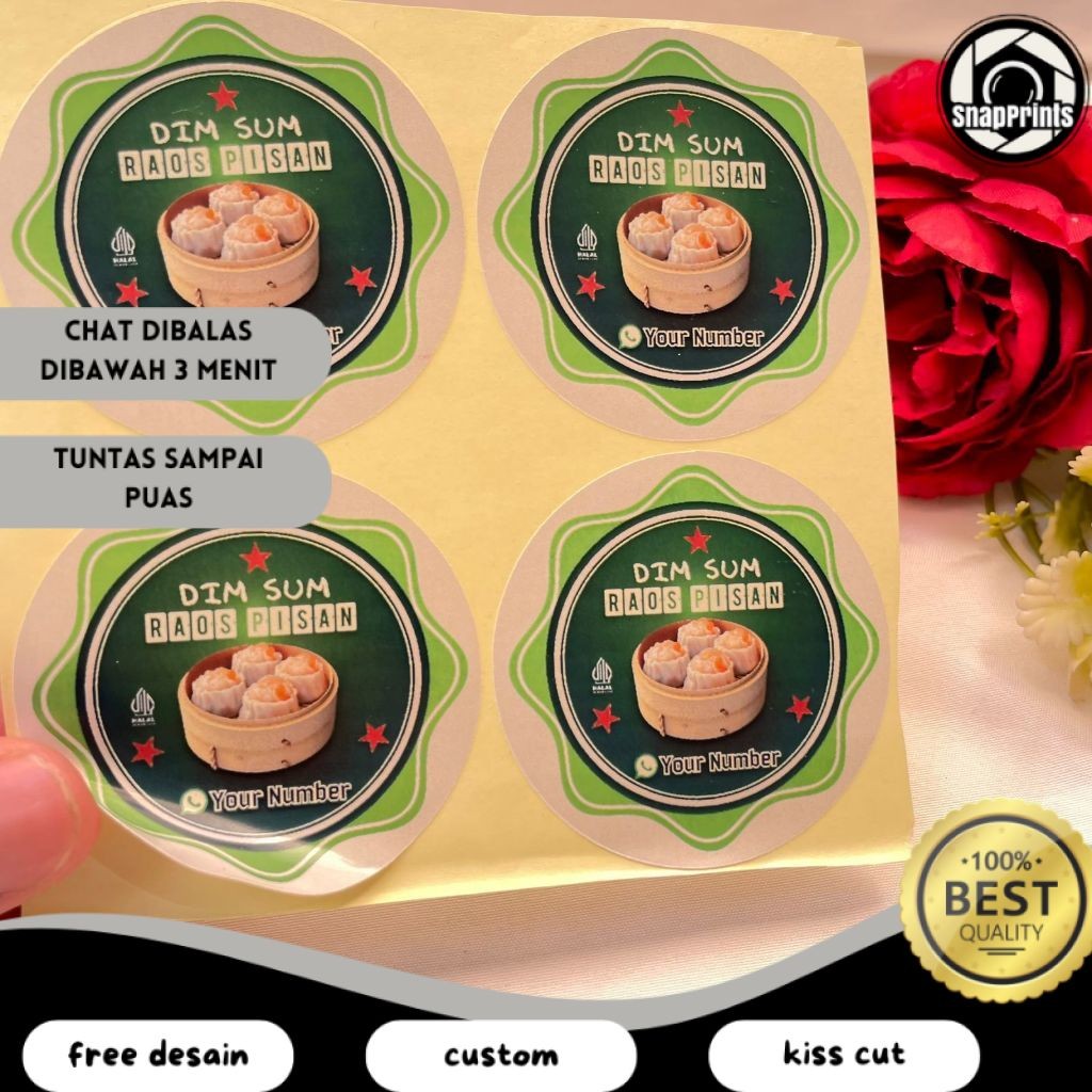 

SP Sticker Print Label Makanan Dimsum Stiker Edisi Dim Sum Bentuk Bulat Chromo Uk.Kecil 2-4
