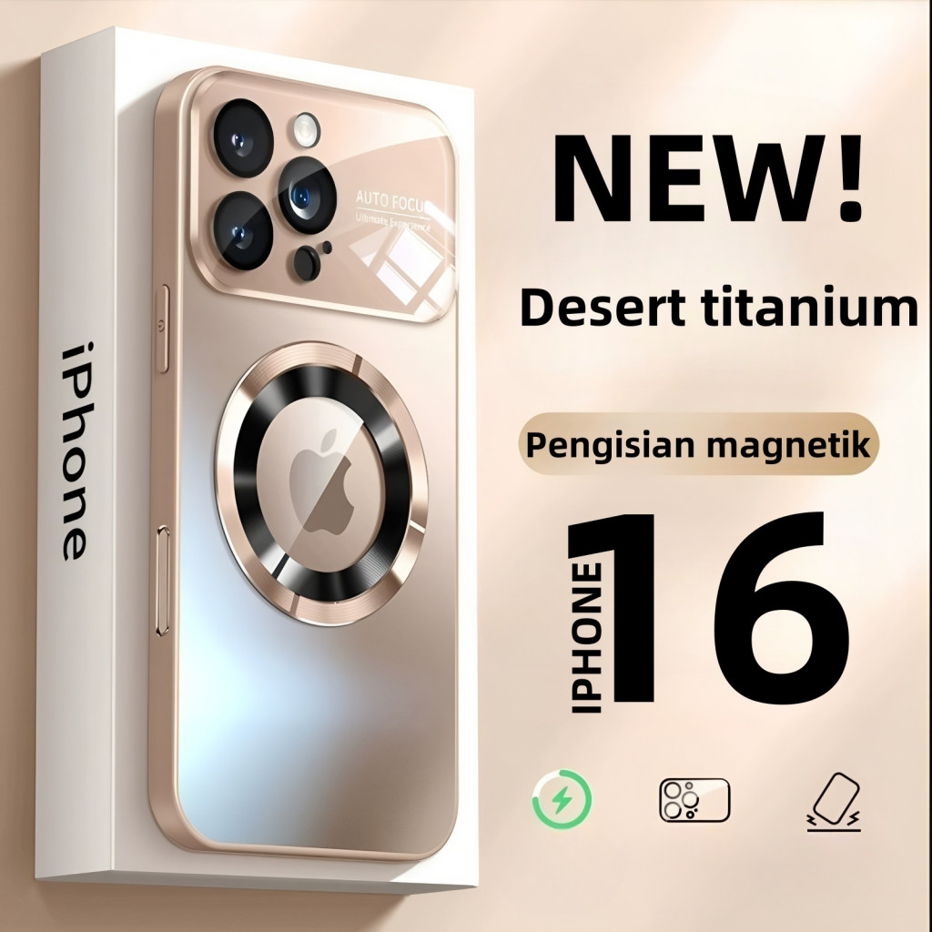 IP16 desert titanium Casing Ponsel Kaca Tempered Buram Matte AG Mewah dengan Pelindung Lensa Case un