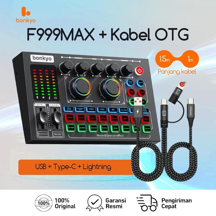 Bonkyo New upgraded metal material F999MAX Sound Card Bluetooth Live SoundCard F999MAX Soundcard Aud