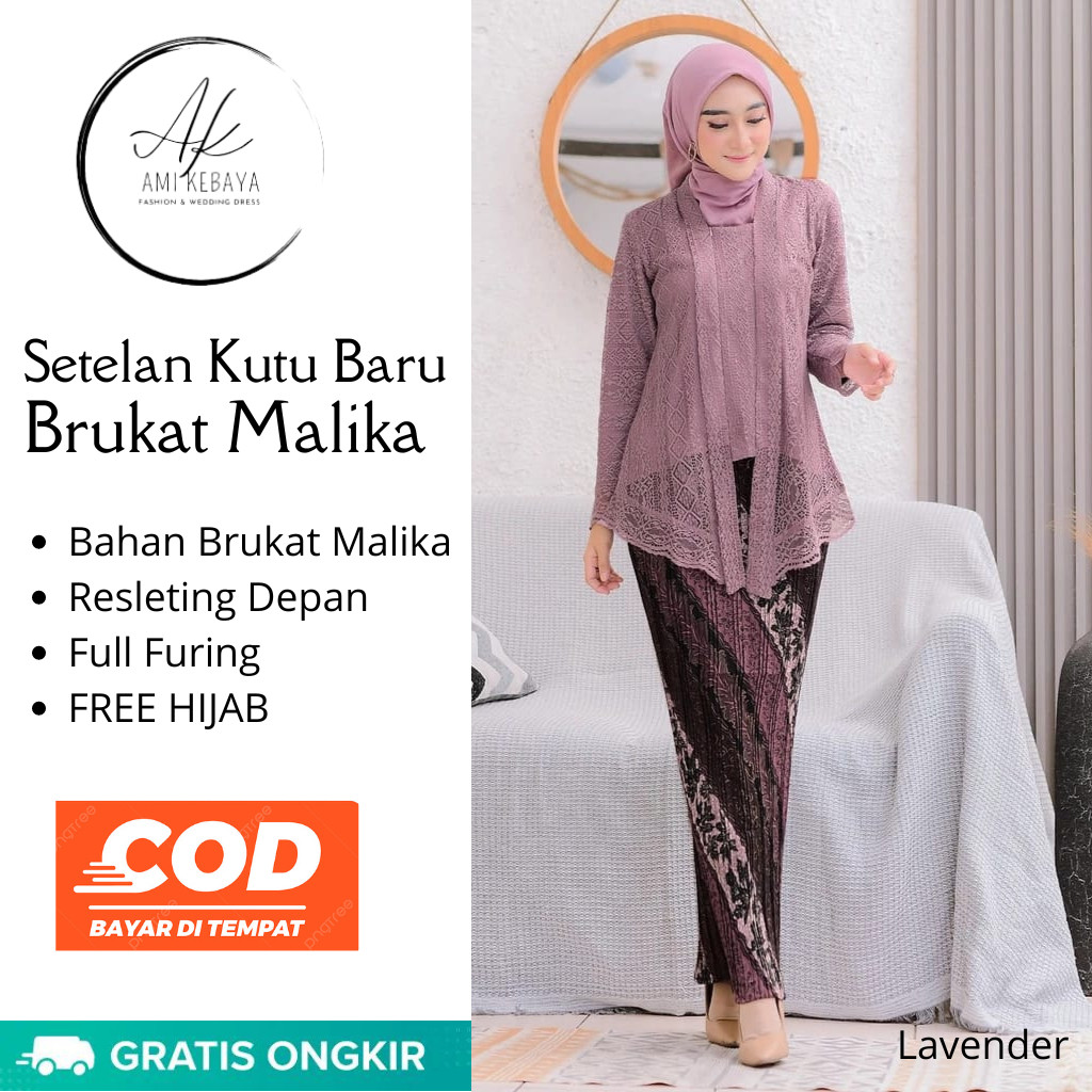 Setelan Kebaya Kutu Baru Free Hijab | Kebaya Brukat Malika | Brukat | Kebaya Wisuda | Kebaya Kondang