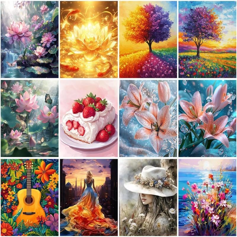 

CHENISTORY Painting By Number Flowers Landscape Drawing On Canvas HandPainted DIY Picture By Numbers Home Decoration