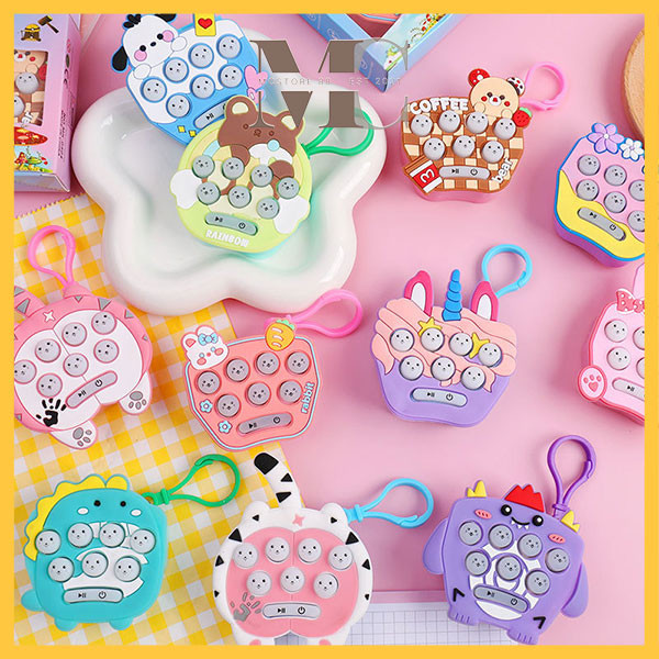 Mainan Pop It Elektrik Mini Gantungan Tas Game Fidget Karakter