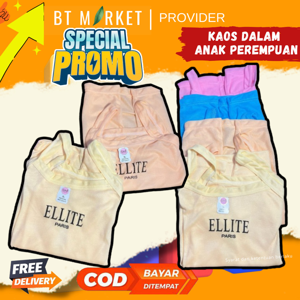 KAOS DALAM ANAK ELITE SINGLET TANKTOP WARNA ANAK 1-3 PCS PEREMPUAN REMAJA DEWASA HALUS MELAR NYAMAN