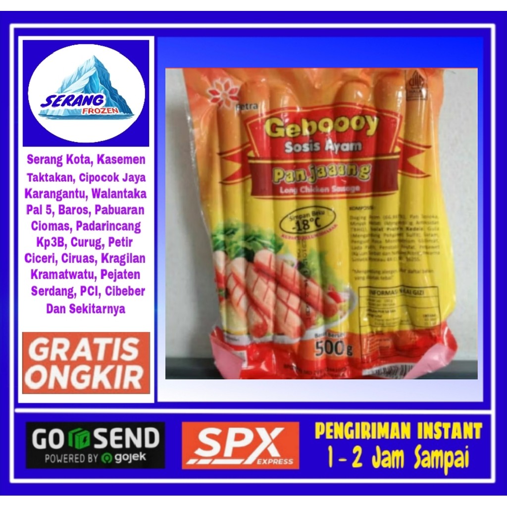 

Sosis panjang, 500gr Sosis Ayam Gebooyku Long , Serang Frozen