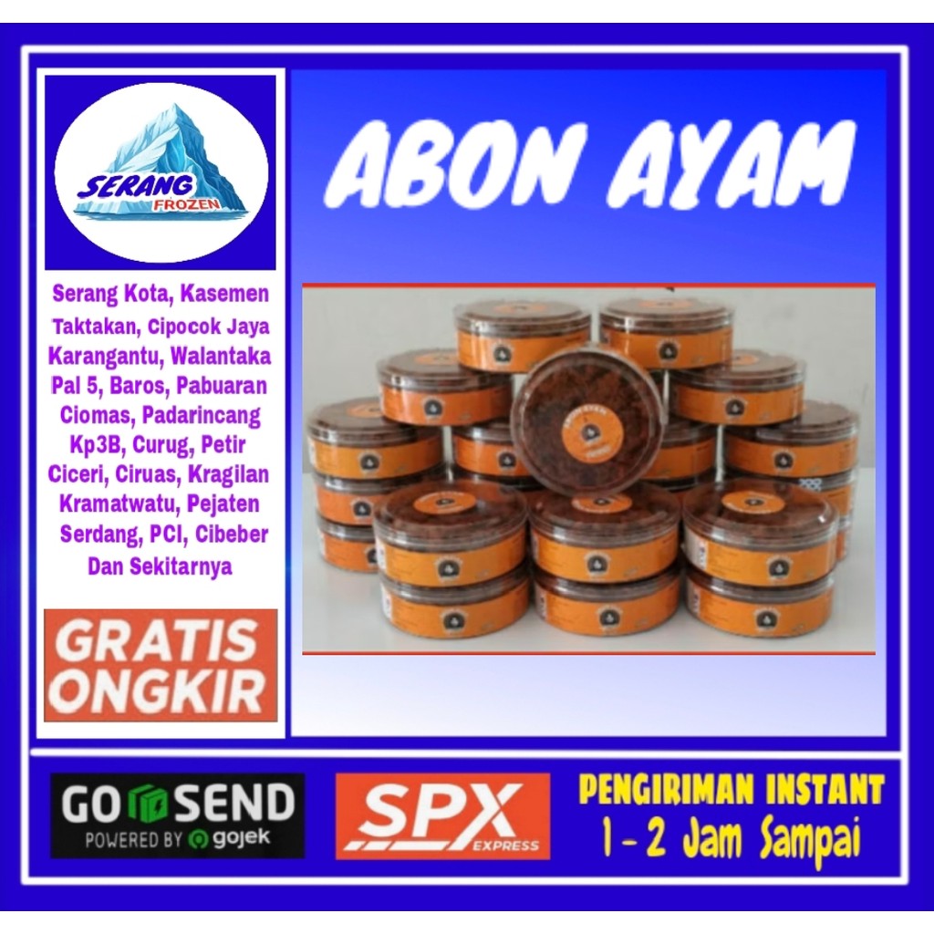 

Abon Ayam Karwati Original & Pedas Asli Cianjur,Serang Frozen