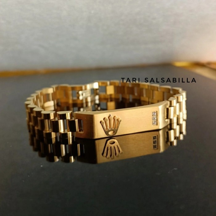 "VN.KIA" - TERBARU gelang Rolex plat permata titanium pria wanita anti karat - Putih