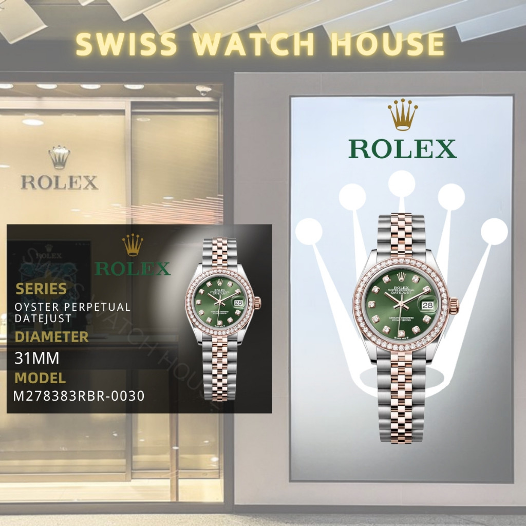 Rolex[Garansi 5 Tahun] Jam Tangan Wanita Rolex Watch Gelang Berlian Dial Hijau 31mm AAAAA Tahan Air 