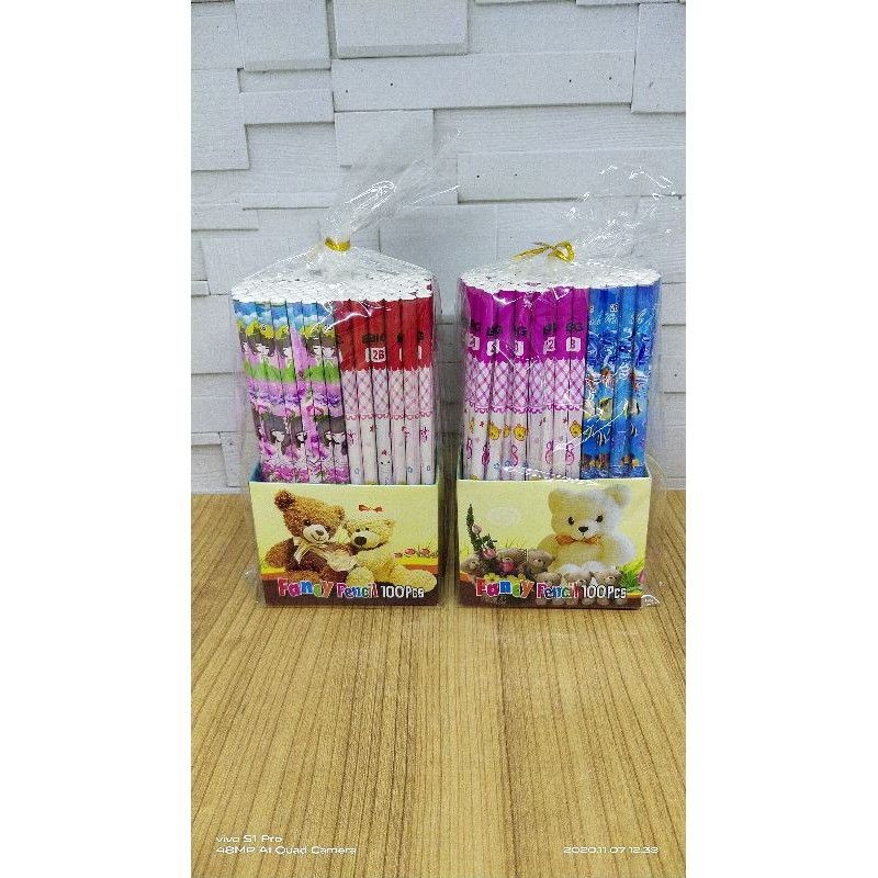 

D3W! [100 PCS] Pensil 2B Fancy Motif Murah isi 100 (warna random)