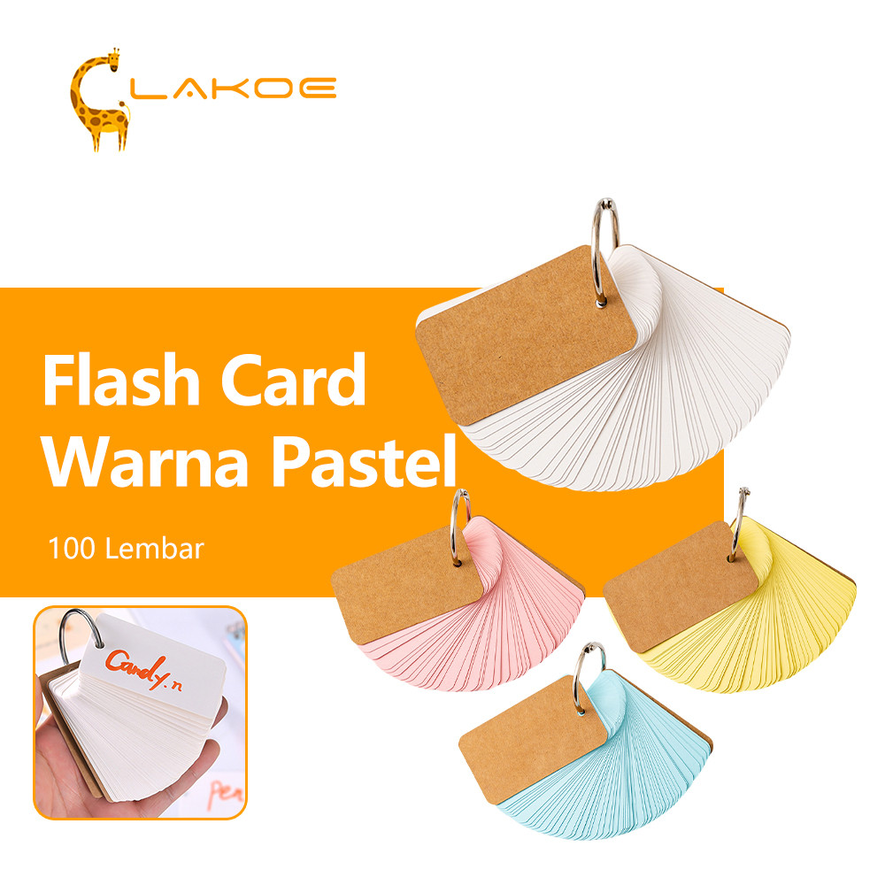 

LAKOEOFFICIALMALL Notepad Memo Polos Mini Flash Card Warna Pastel Free Ring
