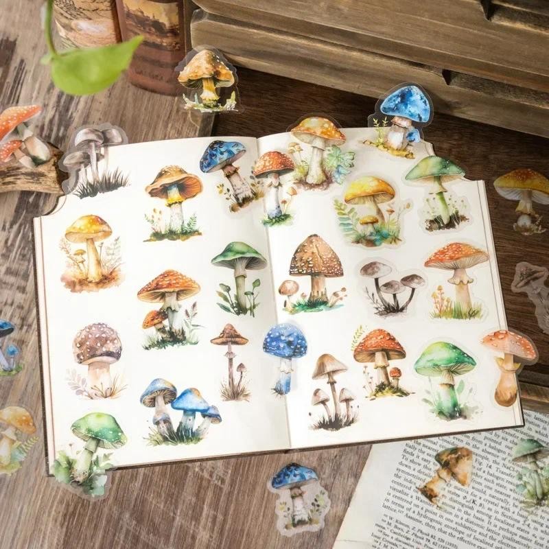 

20Pcs PET Collector Material Stickers Stickers Mushroom Supplies Stationery package Scrapbook Series Handbook cut 144*103mm