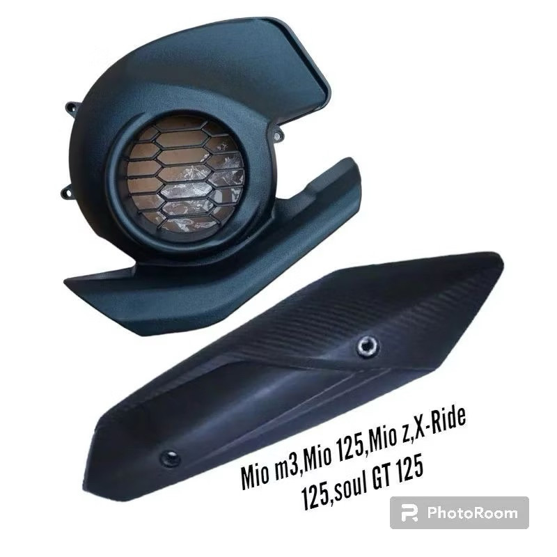 paket cover tutup knalpot + tutup kipas standart hitam mio M3,Mio z,Mio s,Mio 125,soul GT 125,Fino 1