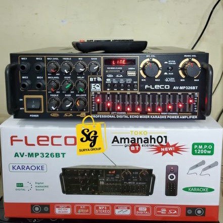 Paket Amplifier+mic2 Amplifier FLECO AVMP-326 fleco-198B fleco bt-299 USB Bluetooth Stereo Karaoke +