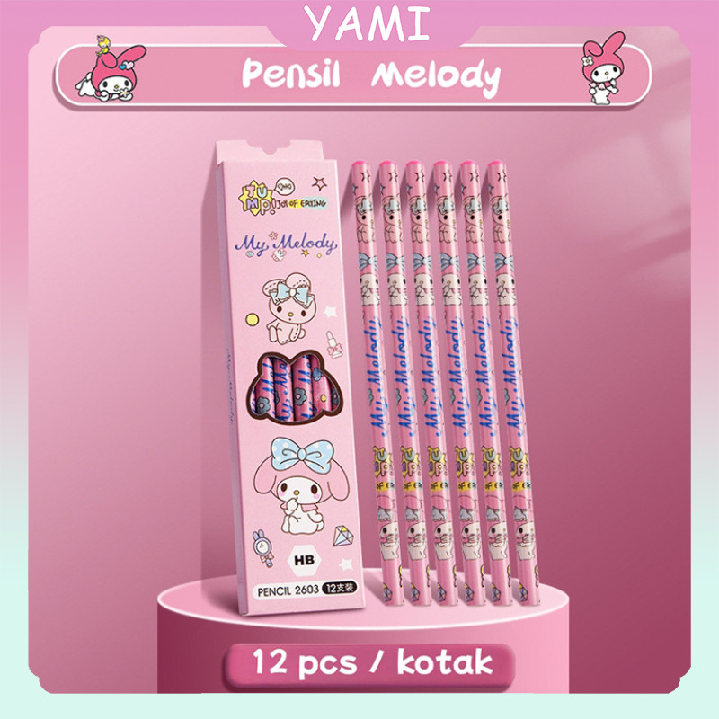 

【12pcs】Melody Pensil 2B HB Karakter / Pencil Kayu 2B HB Fancy Kartun Lucu/SANRIO KUROMI MELODY