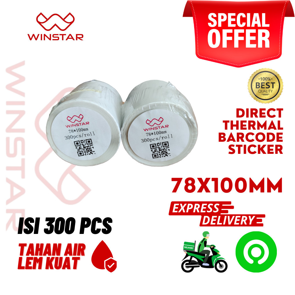 

MS7 Kertas Sticker Label Thermal 78x100 MM Barcode Olshop isi 300 Pcs roll