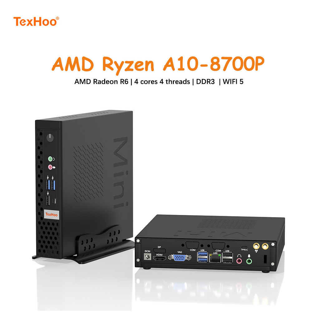 TexHoo Mini PC Gaming Computer Intel Core i5 i7 3520M  A10 A12 Processor Win10 Pro DDR3 WiFi Commerc