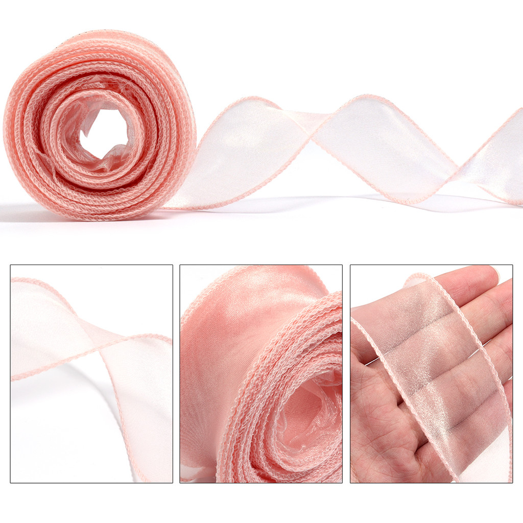 

10Yards/Roll Chiffon Silk Ribbon Organza Satin For DIY Craft Gift Wrapping Decoration Wedding Bouquets Wreath Sewing Supplies
