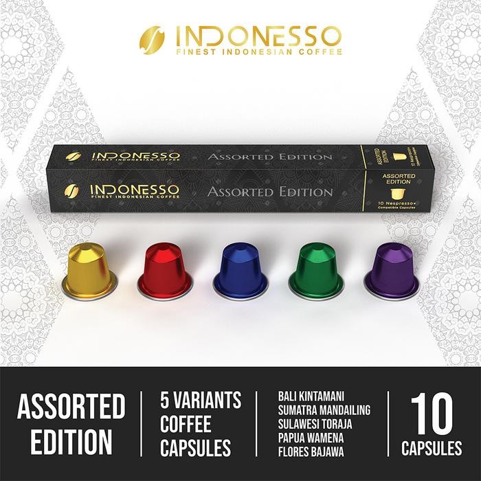

INDONESSO Assorted Edition Coffee Capsules Compatible with Nespresso Machines / Kapsul Kopi 5 Styles