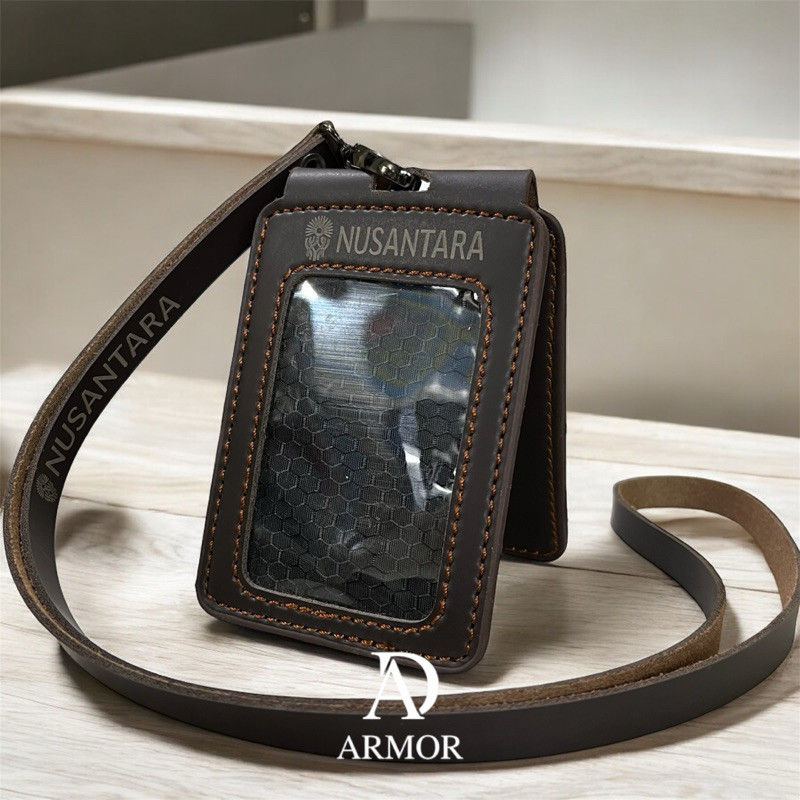 

Tempat id card kulit IKN double layer coklat tua