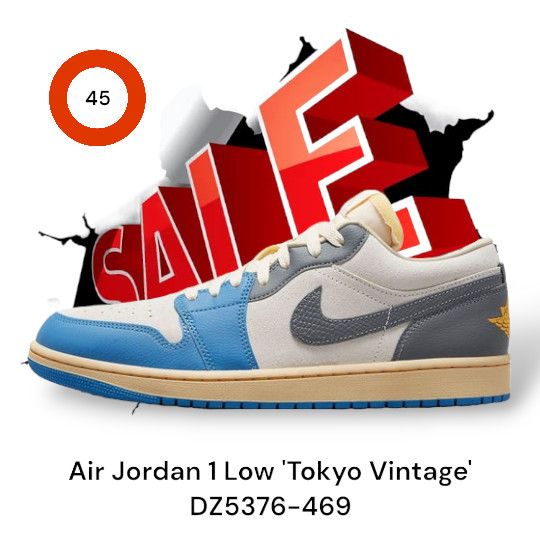 Air Jordan 1 Low 'Tokyo Vintage' DZ5376-469 - Biru, 44 free 1 pcs