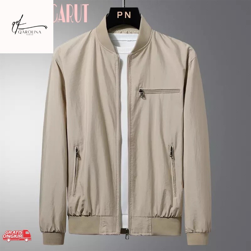 Baju Pria Terkini / JAKET PRIA MINIMALIS / JAKET BOMBER KASUAL / JAKET PRIA KEREN BAHAN KATUN