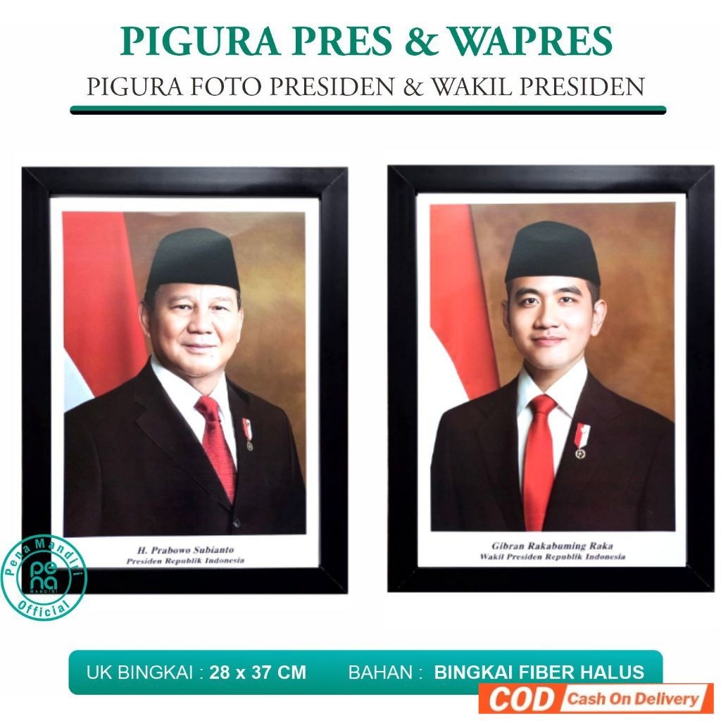 Foto Presiden, Wakil Presiden dan Lambang Garuda Ukuran F4 - Pigura Presiden, Wapres atau Garuda