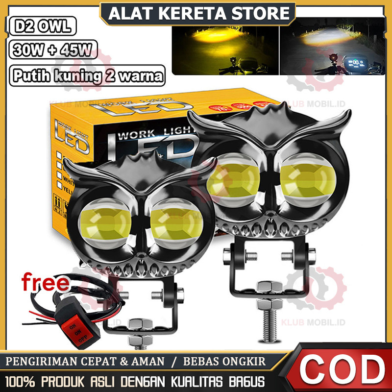 LAMPU SOROT LED/LAMPU TEMBAK LED/LAMPU SOROT OWL 2 LED 12 VOLT DC CAHAYA KUNING-PUTIH/LAMPU TEMBAK M