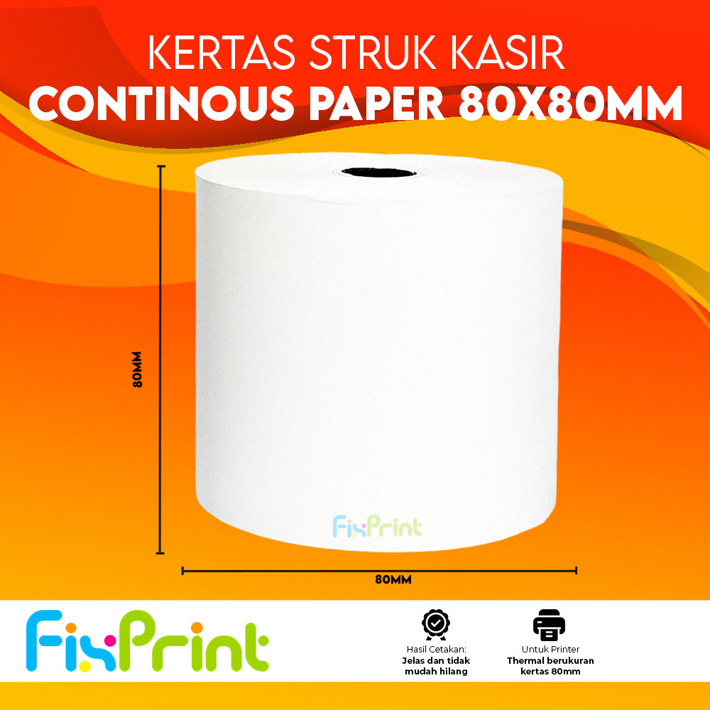 

Kertas Continous Paper Roll 80x80mm 80x70mm Kertas Struk Kasir 80x70mm 80x80mm EDC Thermal