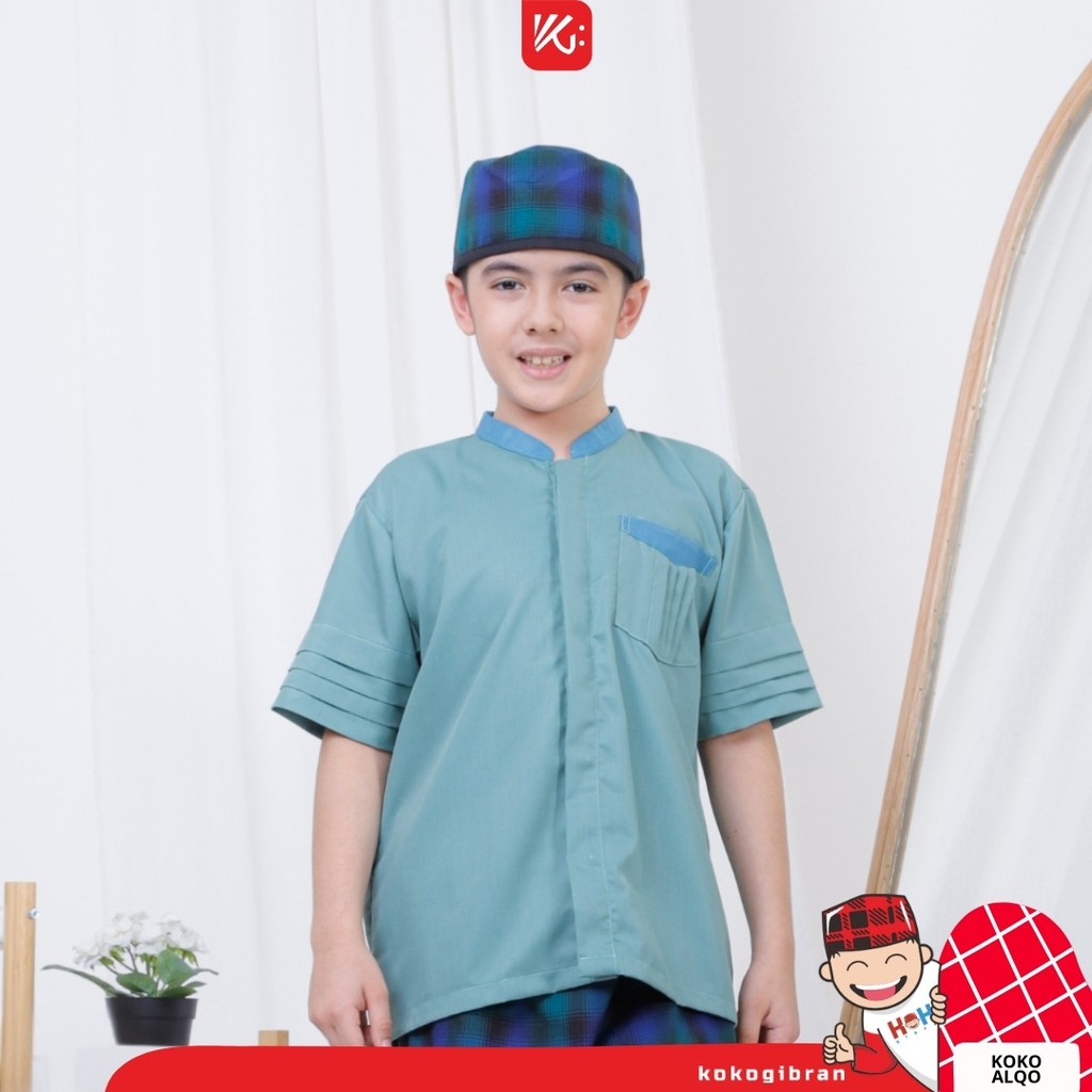 Baju Koko Anak KokoGibran /Baju Koko Anak Warna Hijau /Baju Koko Anak / Baju Koko Anak Adem (ALQO)