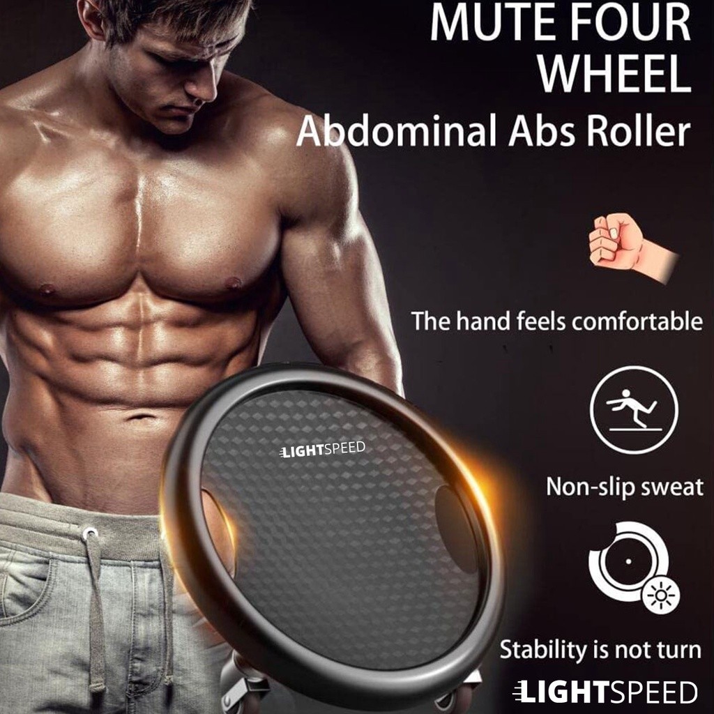 ALAT BANTU OLAHRAGA // LIGHTSPEED AB Roller Wheel for Abdominal / Mute Four Wheel Abdominal Abs Roll