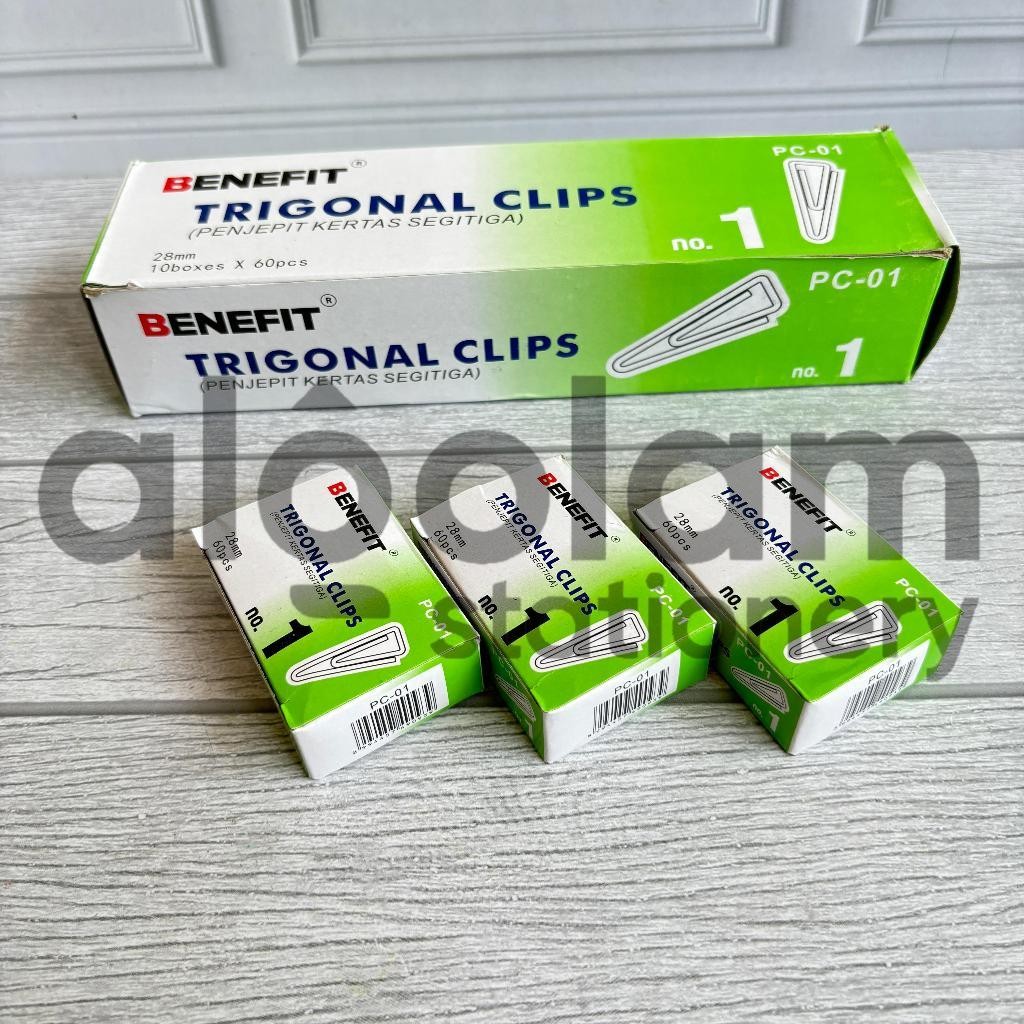 

SATU PACK ( 10 BOX KECIL ) Tringular Clip Trigonal Clip Penjepit Kertas No. 01