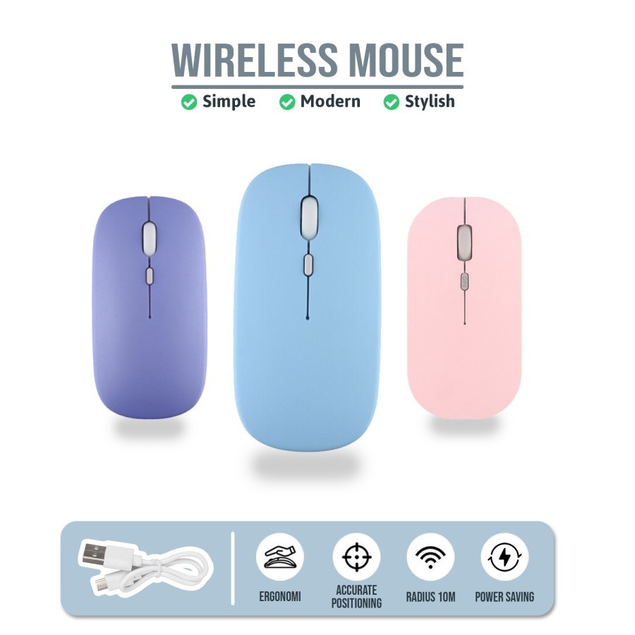 Mouse Wireless Bluetooth USB Rechargeable Dongle Macaroon Pastel Color Wireless Mouse Tablet Android