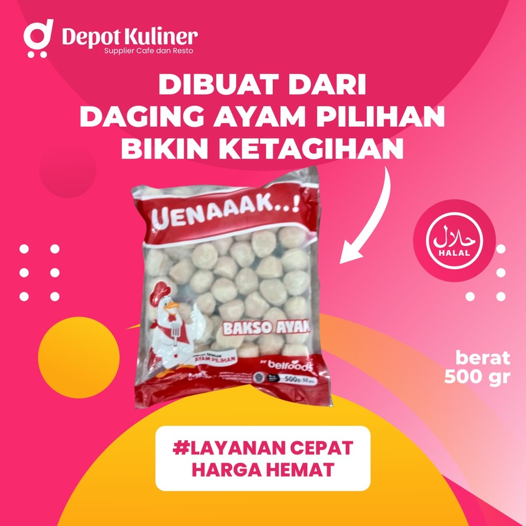 

Depot Mart Belfoods Bakso Ayam 500GR / Baso / Belfood Chicken Meatball / Enak