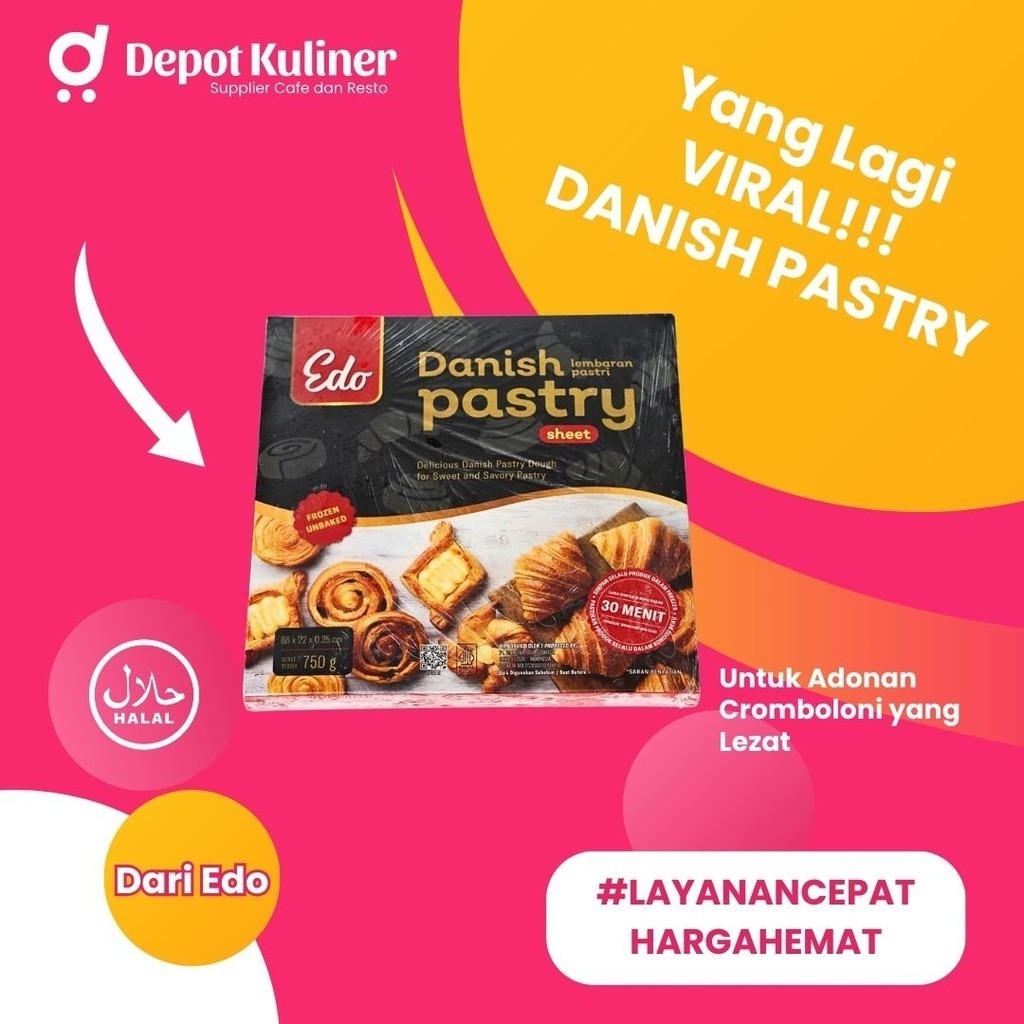 

Edo Danish Pastry 750 Gr Frozen Adonan Pastri Beku Sheet