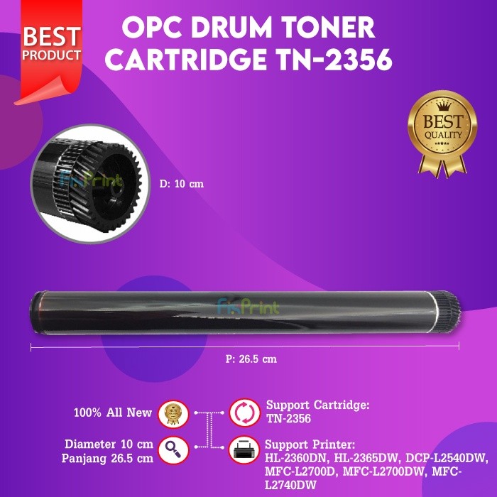 FixPrint OPC Drum Toner Cartridge TN-2356 TN 2356 TN2356, OPC Drum Unit DR2356 DR-2356 Printer Bro L