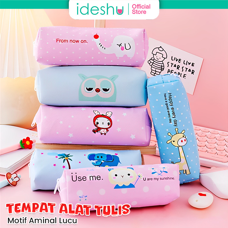 

Tas Pensil Motif Animal Bahan PU Fashion Korea Tempat Alat Tulis Bahan PU