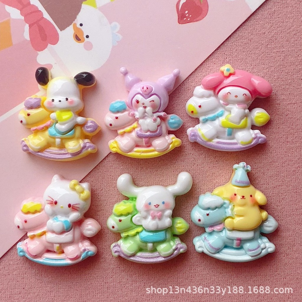 10 Pcs Cartoon Resin Cute Cartoon Riding Trojan Horse Style Hairpin Pendant Scrapbook Craft Diy Chil