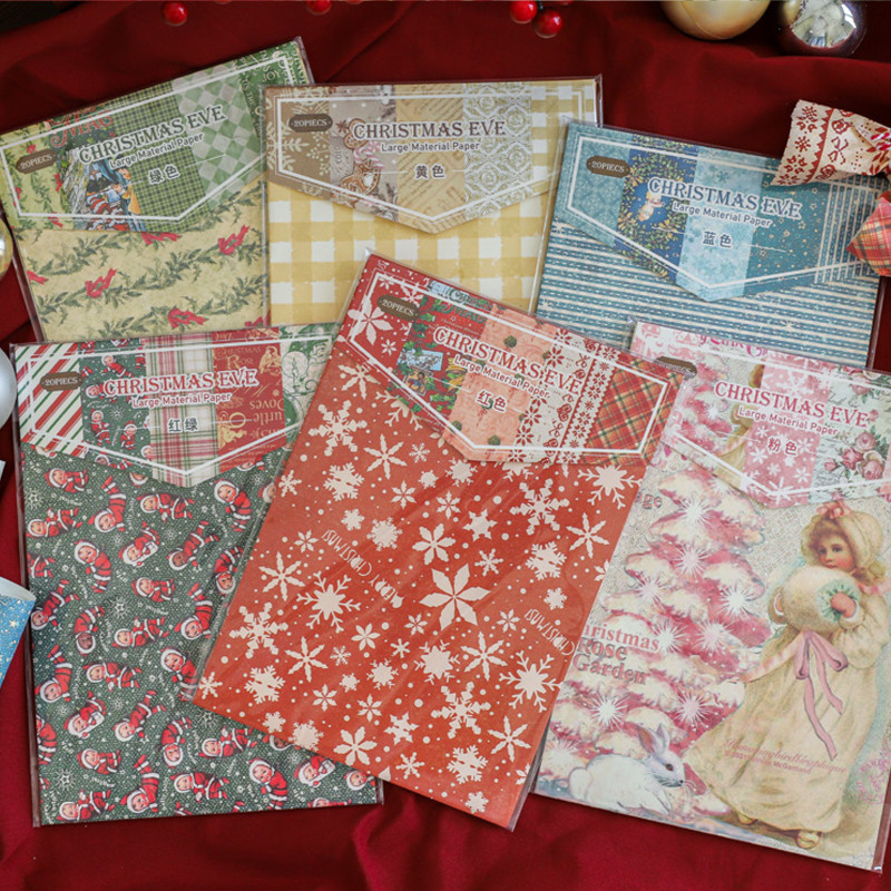 Mr. Paper 6Style 20Pcs/bag Christmas Theme Large Material Paper DIY Handbook Scrapbook Photo Frame G